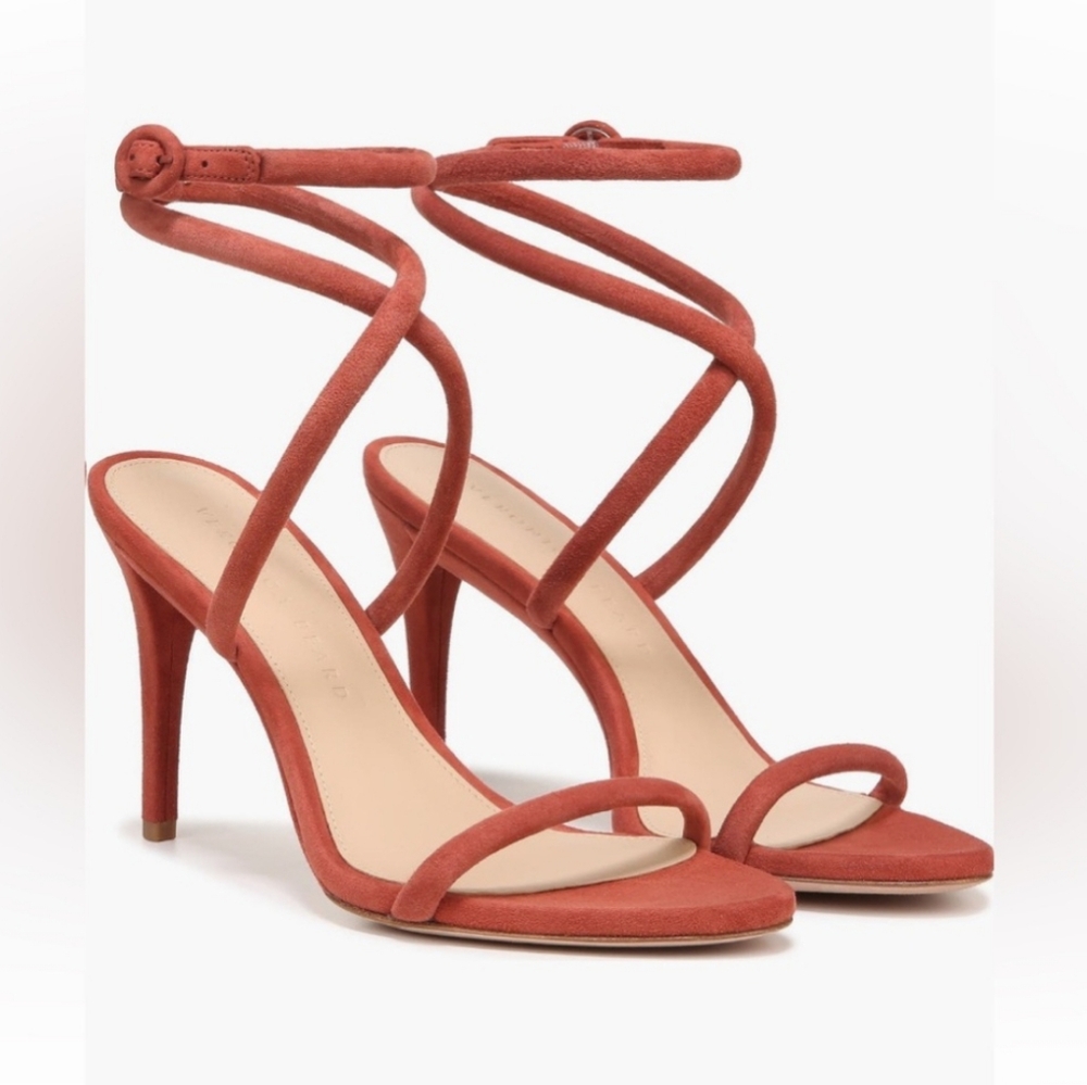 Veronica Beard Marceline Ankle Strap Sandal Heel Redwood Leather